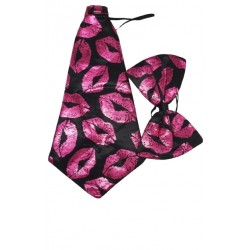 Red Hot Lips Kisses Black Novelty Love Necktie