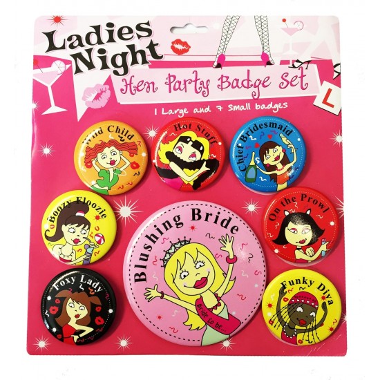  Hen Party Night Do Wedding Badges Accessories Sash x 8 Badges