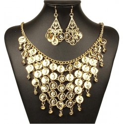 Belly Dance Golden Coins Necklace and Earrings Bracelets