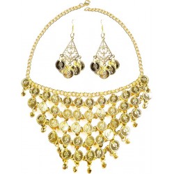 Belly Dance Golden Coins Necklace and Earrings Bracelets