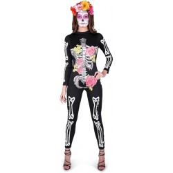 Day Of The Dead Skeleton Catsuit Women's Costume