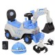 2 in 1 Ride On Toy Digger Excavator Grabber Bulldozer with Helmet