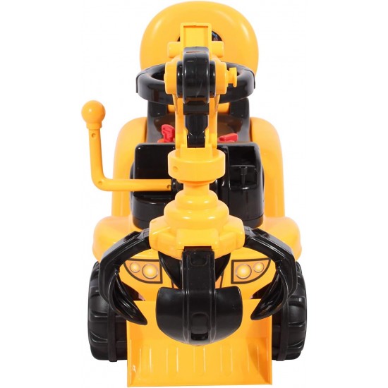 2 in 1 Ride On Toy Digger Excavator Grabber Bulldozer with Helmet