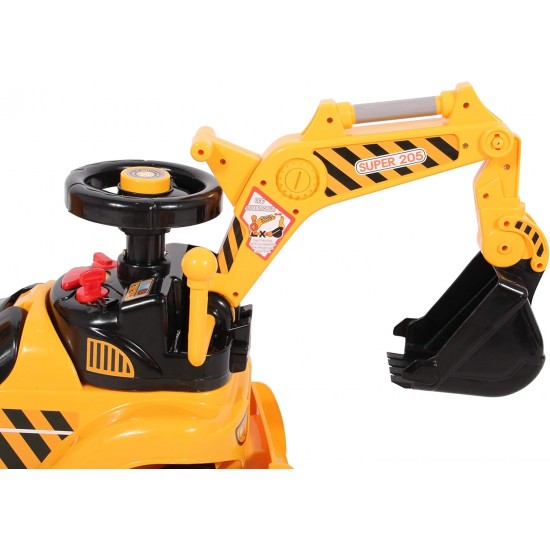 2 in 1 Ride On Toy Digger Excavator Grabber Bulldozer with Helmet