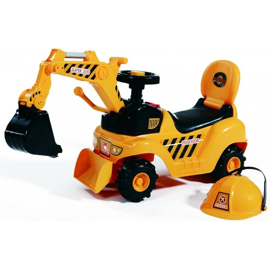 2 in 1 Ride On Toy Digger Excavator Grabber Bulldozer with Helmet