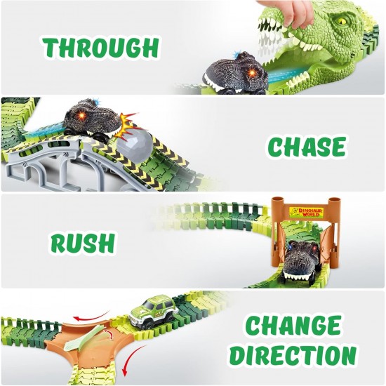305PCS Dinosaur World Race Car Track Train Sets