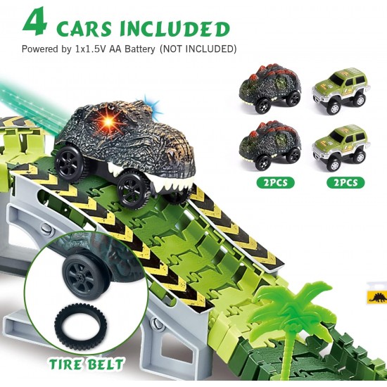 305PCS Dinosaur World Race Car Track Train Sets