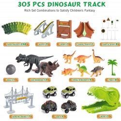 305PCS Dinosaur World Race Car Track Train Sets