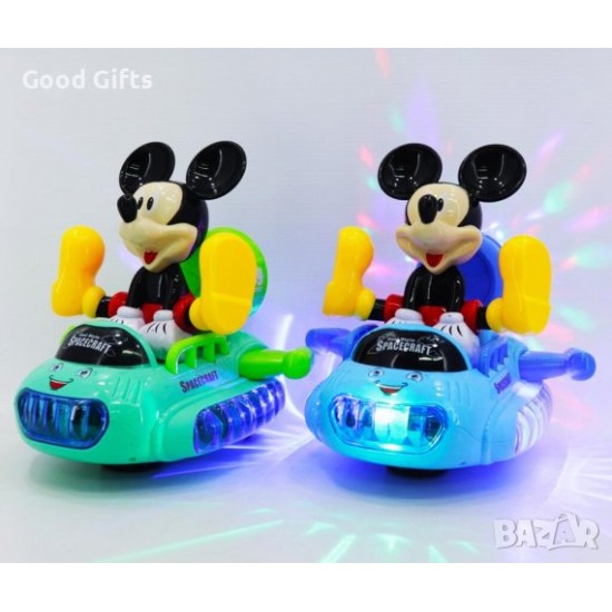 Mickey Mouse in a spaceship with LED lighting