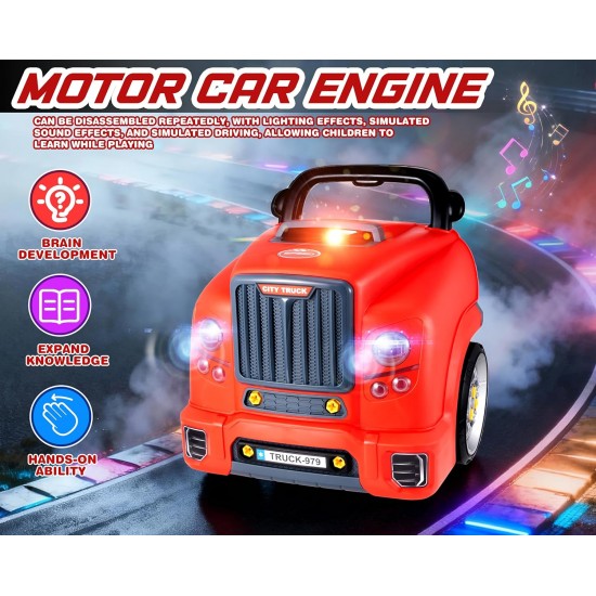 Interactive Truck Engine Toy with Removable Parts - Lights, Sounds