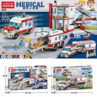 Children's kids Toy Medical Lorry Truck Rescue Vehicles Helicopter Blocks 823Pcs