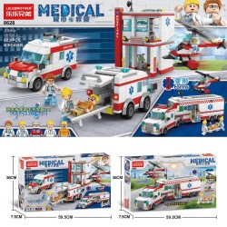 Children's kids Toy Medical Lorry Truck Rescue Vehicles Helicopter Blocks 823Pcs