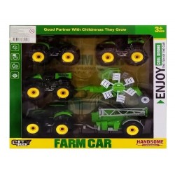 Pack of 4 Farm Tractors Truck with Trailers Toy