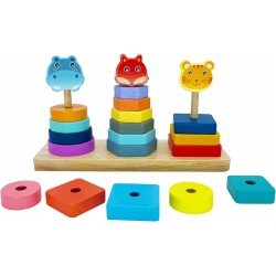 Three Column Tower Wooden Shape Sorter Toy