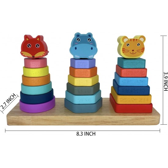 Three Column Tower Wooden Shape Sorter Toy
