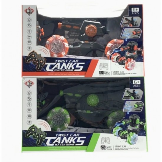 2.4GHz RC Stunt Water Bomb Tank Car with Lights and Music