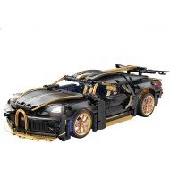 1:14 Scale Sports Car Black Bugatti MOC Building Block Kit, 1368 Pieces
