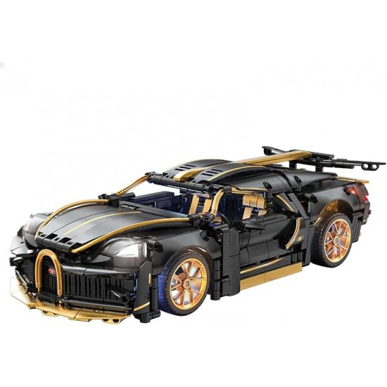 1:14 Scale Sports Car Black Bugatti MOC Building Block Kit, 1368 Pieces