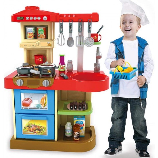 Kitchen Toy for Children with Working Stove Lights and Sounds Oven and Dishwasher Openable Sink and 30 My Little Chef Game Accessories