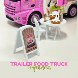 Toy Trailer Food Truck Camping with Accessories, Lights, and Sound - Pink