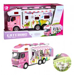 Toy Trailer Food Truck Camping with Accessories, Lights, and Sound - Pink