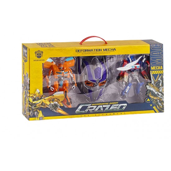 Set of transformers robots Optimus and Bumblebee with Optimus mask