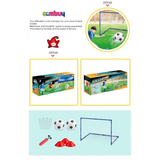 Two soccer goals (white net)