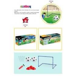 Two soccer goals (white net)