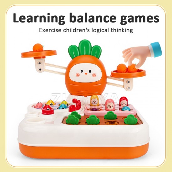 Carrot Shape Fishing Toy Whack a Mole Game 4 in 1
