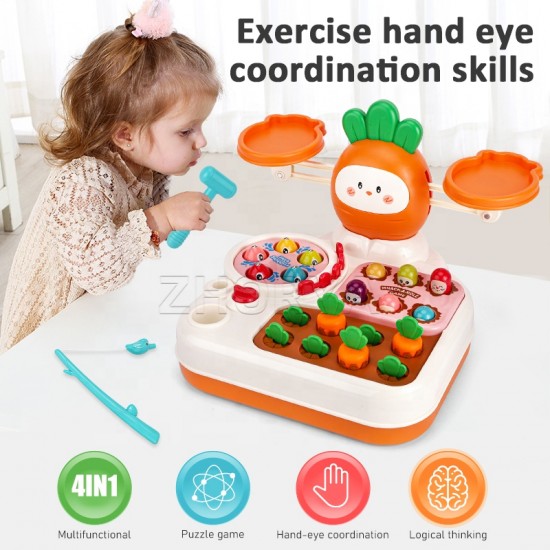 Carrot Shape Fishing Toy Whack a Mole Game 4 in 1