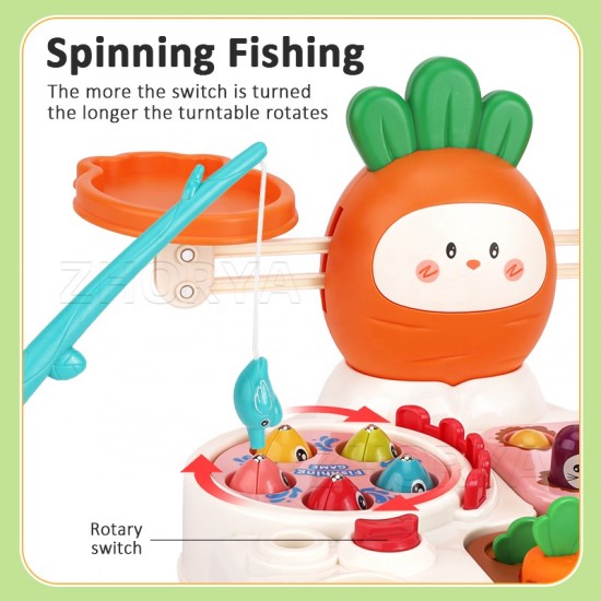 Carrot Shape Fishing Toy Whack a Mole Game 4 in 1