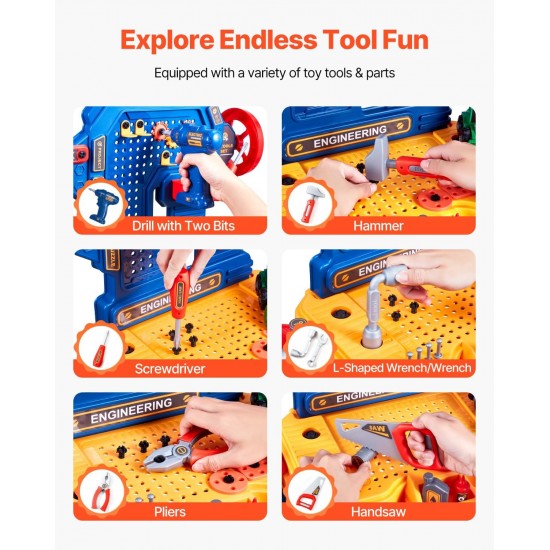 Tool Bench with Realistic Tools and Electric Drill