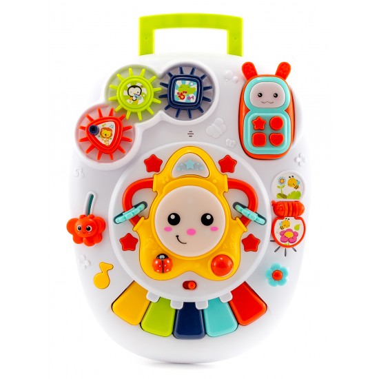 Baby walker, ride-on stroller for toddlers with a music panel