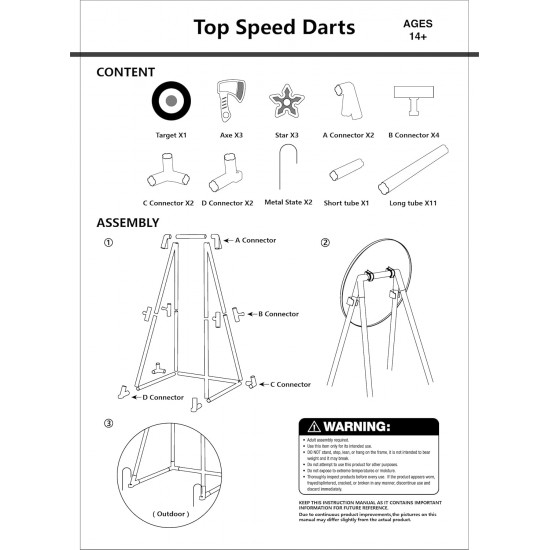 Axe Throwing Game Set with Target 3 Axes and 3 Throwing Stars Indoor & Outdoor 