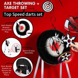 Axe Throwing Game Set with Target 3 Axes and 3 Throwing Stars Indoor & Outdoor 