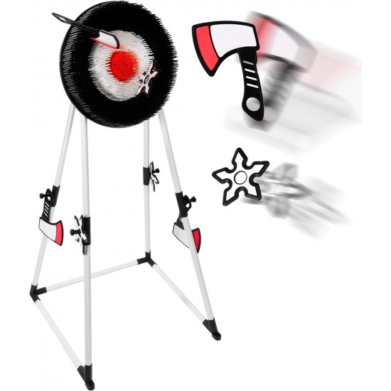 Axe Throwing Game Set with Target 3 Axes and 3 Throwing Stars Indoor & Outdoor 