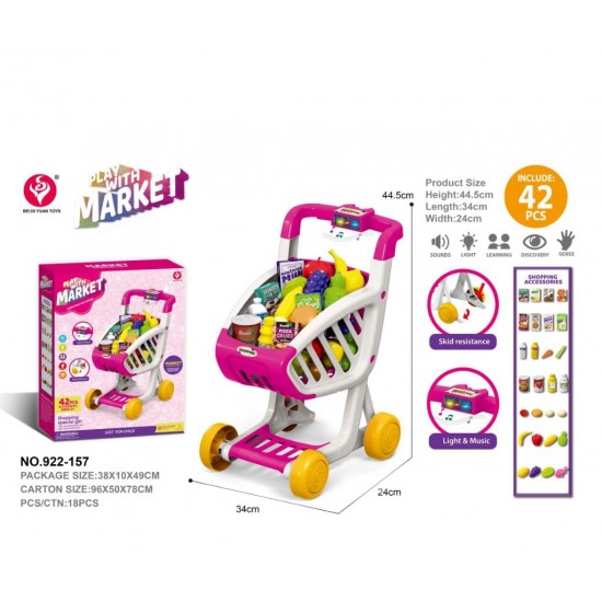Play with Market Trolly – 42 PCS