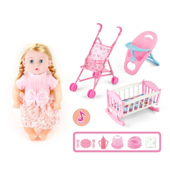 Doll with stroller