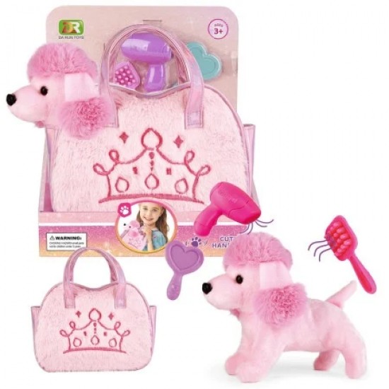 Plush house in a case with a crown