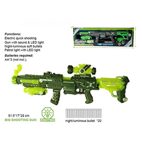 32 Inches Long Automatic Soft Bullet High Speed Blaster Electric Machine Toy Gun