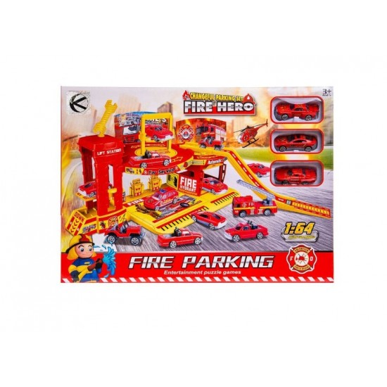 Firefighter parking set, with 3 cars