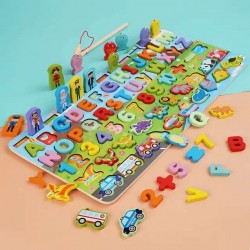 Wooden Magnetic Number Puzzle Fishing Game