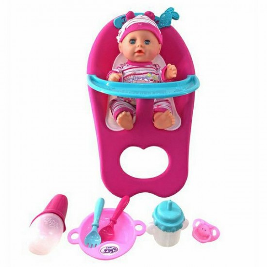 baby doll 30 cm with feeding bottle and 6 accessories