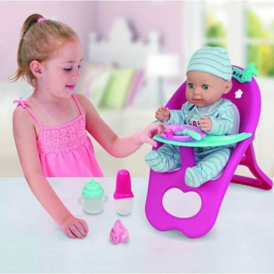 baby doll 30 cm with feeding bottle and 6 accessories