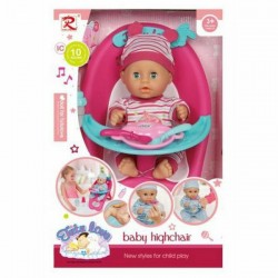 baby doll 30 cm with feeding bottle and 6 accessories