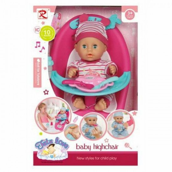 baby doll 30 cm with feeding bottle and 6 accessories