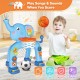 Basketball Hoop & Soccer Goal Activity Center Toys with Light & Music, Elephant