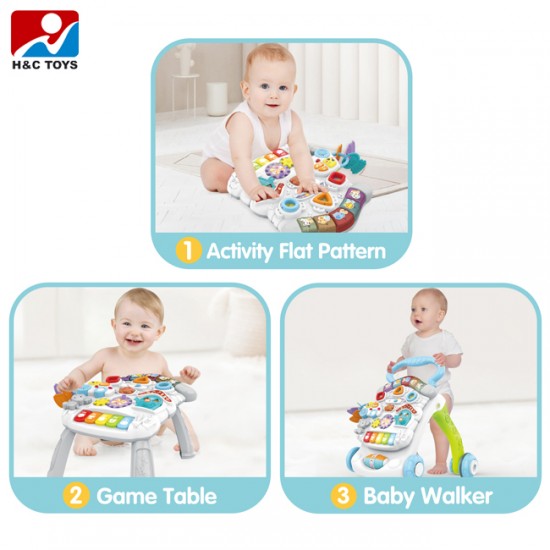 Early Education 3 in 1 Activity Game Table Toy Multifunction Baby Hand Walker