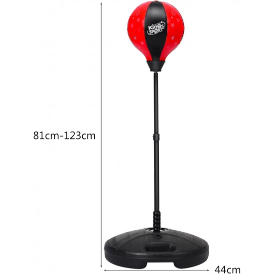  GYMAX Punching Ball, Inflatable Free Standing Boxing Ball with Boxing Gloves