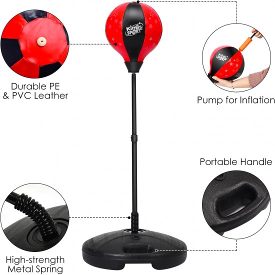  GYMAX Punching Ball, Inflatable Free Standing Boxing Ball with Boxing Gloves